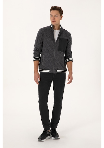 U.S. Polo Assn. Erkek Regular Fit Gri Fermuarlı Örme Hırka 50309985-vr024