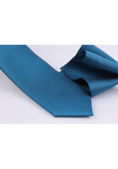 Demfashion Özel Desenli Kravat Mendil Seti - Mavi (533048182) Mavi
