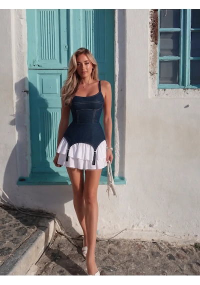 Havens Eva Denim Elbise Mavi