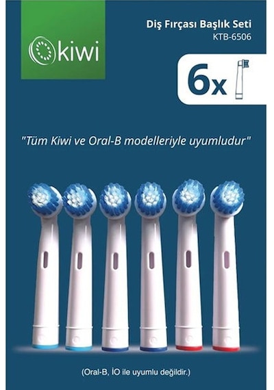 Kiwi Ktb-6506 6'lı Diş Fırçası Yedek Başlık Seti - Beyaz / Mavi