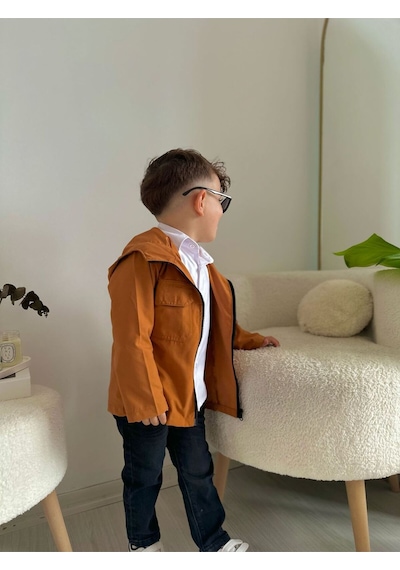 Miniğimin Cicileri Trençkotlu Kapüşonlu 3'lü Erkek Çocuk Kotlu Takım - Tarçın Tarçın