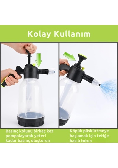 Robeve Bear Force Köpük Yapıcı Pompa 2 Litre Köpük Pompası Basınçlı El Pompası Araç Yıkama Şeffaf