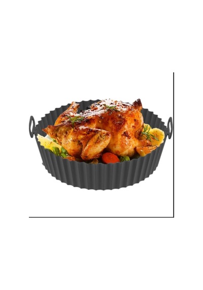 Tüm Airfryerlara Uyumlu Antrasit Renk Silikon Pişirme Kabı - Airfryer Silikon Kap - Bpa Free-1 Adet Diğer