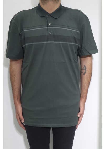Santa Dmctekstil Erkek Desenli Spor Kesim Rahat Kalıp Polo Yaka Battal T-shirt Haki