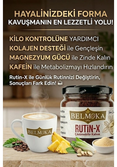 Belmoka Rutin-x Kolojen Magnezyum Bromelain İnülin ve C Vitamini Katkılı Hindiba Kahvesi 120 G