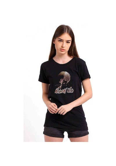 Anime Kaneki Keh 2 Baskılı Siyah Kadın Tshirt