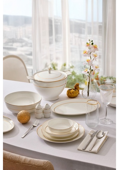 Aryıldız Glamour 60 Parça Porselen Yemek Takımı Ar259788 Beyaz - Altın