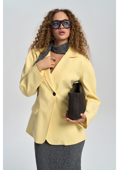 Mai Studios Co. Briella Belden Oturtmalı Sarı Blazer Sarı
