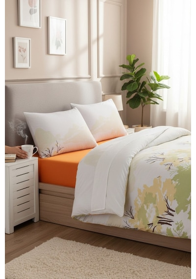 Çift Kişilik Nevresim Seti 200x220 Cm %100 Pamuk Çarşafsız 2 Adet Yastık Kılıflı Çok Renkli