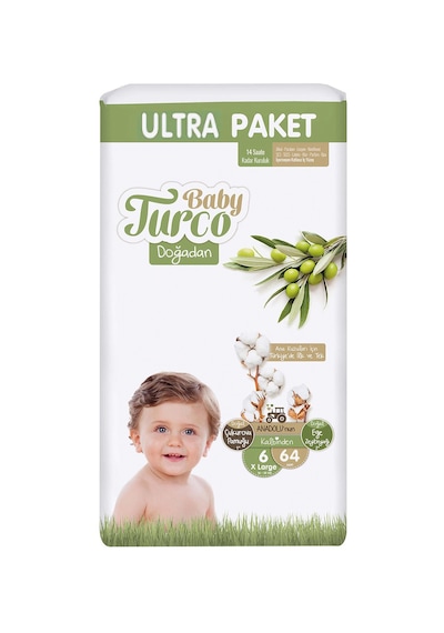 Baby Turco Doğadan Bebek Bezi 6 Numara Ultra Fırsat Paket 64 Adet