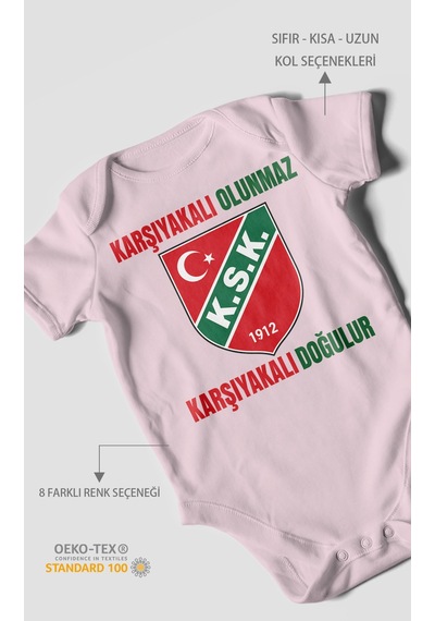 Morivokids Karşıyakalı Olunmaz, Mesajlı Kısa Kollu Bebek Body %100 Pamuk Bebe Pembe