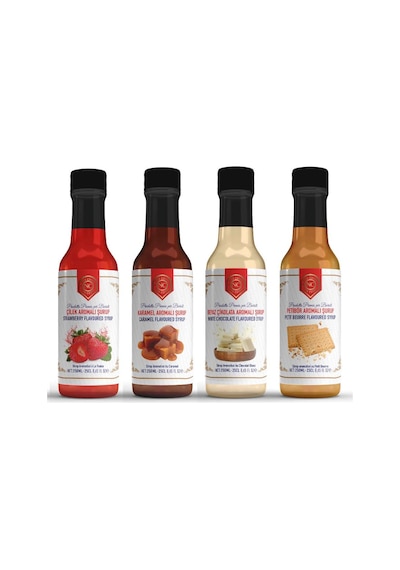 Nish Çilek, Karamel, Beyaz Çikolata, Petibör Aromalı Şurup 4'lü Set 4x250 Ml - Pet Şişe Diğer