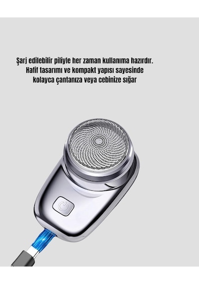Şarjlı Mini Tıraş Makinesi - Hassas Ciltlere Uygun, Su İle Yıkanabilir, Kompakt Tasarım