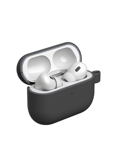 Apple Uyumlu AirPods Pro 3 Amazingthing Glamour Classique Serisi Deri Tasarımlı Kapak Siyah Siyah