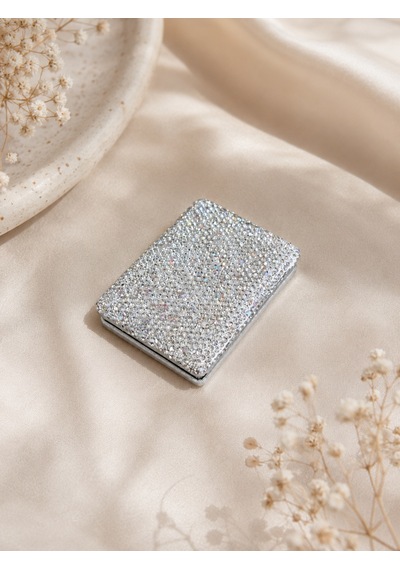 Silver Taşlı Dikdörtgen Cep Aynası Gümüş