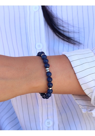 Lapis Lazuli Taşlı Bay Bayan Doğal Taş Bileklik 201025844 Çok Renkli