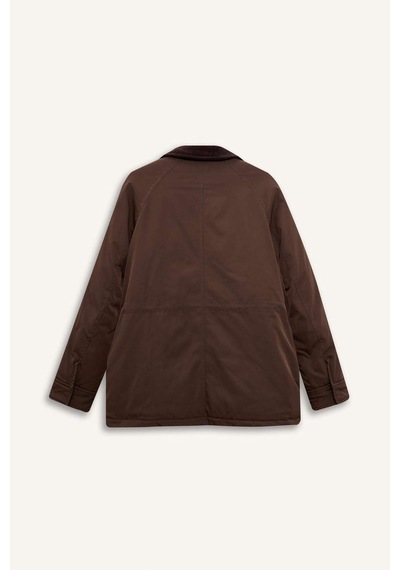 Defacto Regular Fit Kontrast Yaka Fermuarlı Parka F3558ax25wnbn530 Kahve