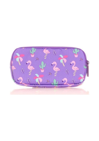 Kaukko Kids 3 Bölmeli Kalem Çantası Paterned Flamingo Lila L8148