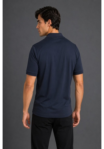 Bisse Lacivert Jakarli Kaleci Yaka Tshirt Ts26y26104 D39