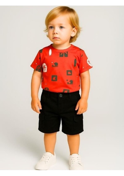 Jack Lions Erkek Bebek Pamuklu Desenli T-shirt-15626 Turuncu