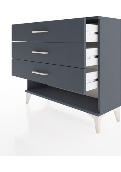 Arges Şifonyer 3 Çekmeceli 88x30x80 Antrasit-antrasit Antrasit