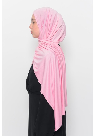 Altobeh Hazır Pratik Geçmeli Lüks Düz Penye Şal Eşit Hizalı Açık Pembe