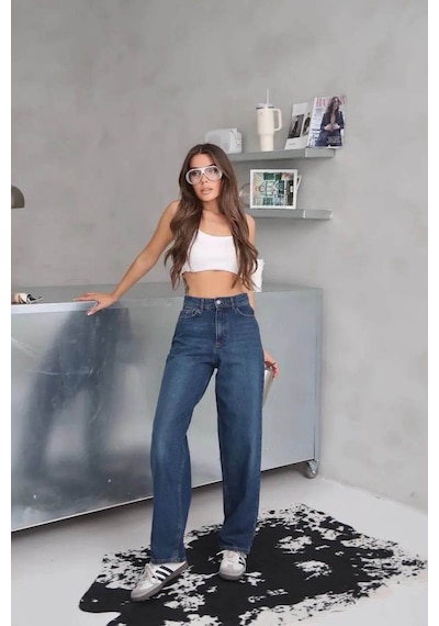 Ozer&Hermin Arkadan Tokalı Jeans Pantolon - 42 / Mavi Mavi