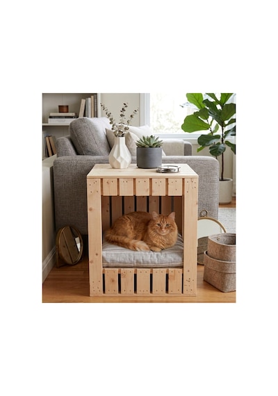 Orbit Kedi Evi Sehpa Ham Ladin Ağacı Bej