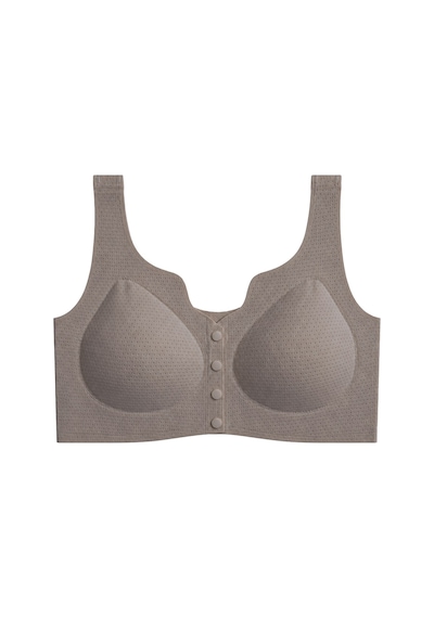 Cottonill Seamless Bra - Virela Vizon Lazer Kesim Önden Düğmeli Büyük Beden Kadın Sütyen