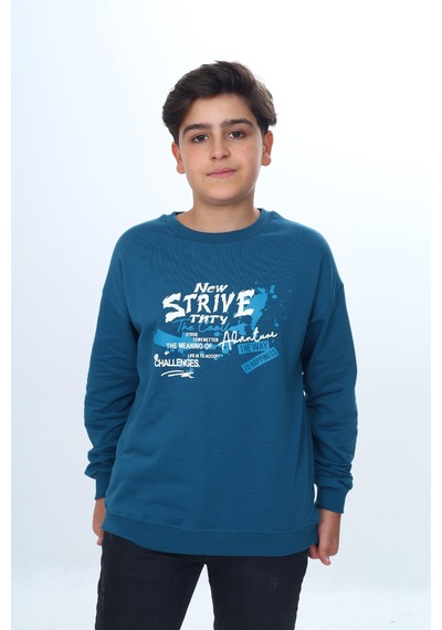 Toontoy Kids Toontoy Erkek Çocuk New Strıve Baskılı Sweatshirt Petrol Mavi