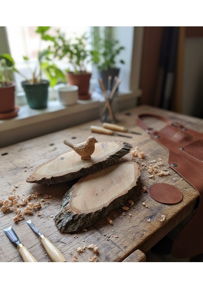 Doğal Meşe Kütük Dilimi - 28x11 Cm Zımparalanmış Boyanabilir Ham Ahşap 1 Adet