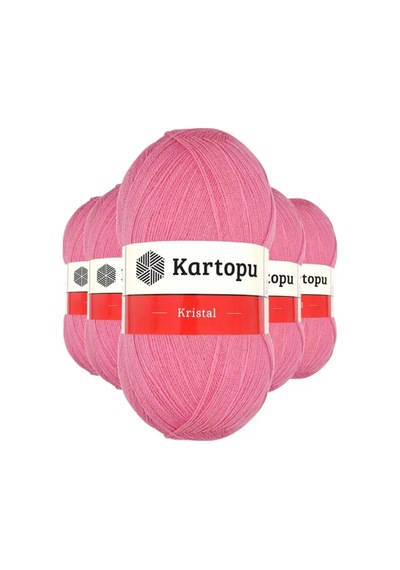 Tedar 5 Adet Kristal Çift Katlı El Örgü Lif İpi Koyu Pembe K1790 - Kartopu Mudanis Najmaddin (No:1) 8.5Cm X 10.5 Cm