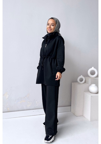 Kahijab Tasarım Yaka Scuba Takım - Siyah