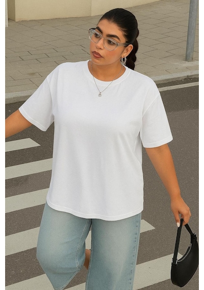 Büyük Beden Unisex Tişört Beyaz