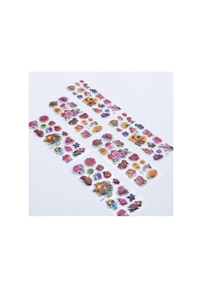 Ayrex Bimotif 6 Adet Kabartmalı Yapışkan Sticker, Renkli Çiçekler 1