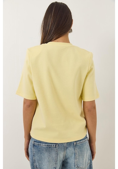 Shade Kadın Bisiklet Yaka Vatkalı Pamuklu Basic T-shirt 241134 60283128 - Tereyağ Çok Renkli