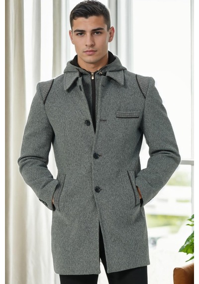 Plt9335 Dewberry Erkek Palto-koyu Gri Koyu Gri