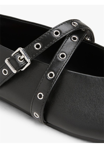 Tommy Hilfiger Tjw Leather Maryjane Ballerına Kadın Siyah Ayakkabı - En0en02868 Siyah