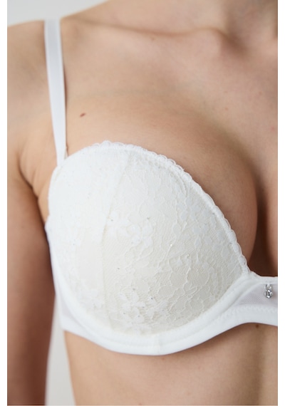 Penti Heart Sequin Lace Kırık Beyaz Sütyen