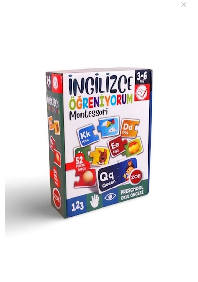 Zoe İngilizce Öğreniyorum Montessori Eğitici Yapboz Puzzle 3-6 Yaş 52 Pcs
