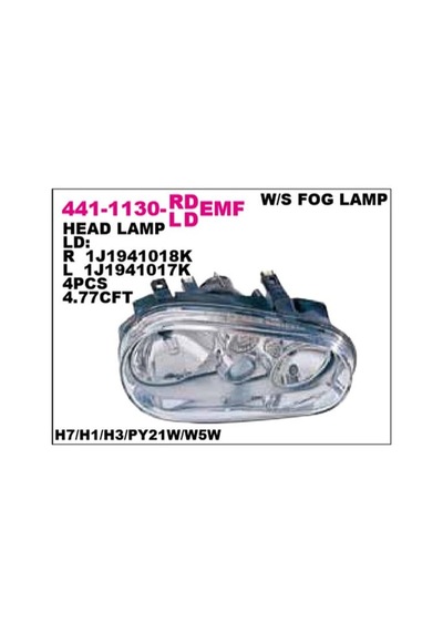 DEPO 4411130LLDEMF Far Sol - Sinyal Golf IV 97-06 Elektrikli Sisli H7-H1-H3