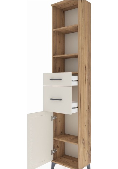 Arges Dolap 4 Raflı 2 Çekmeceli Tek Kapaklı 44x30x221 Çam-aytaşı Atlas Çam