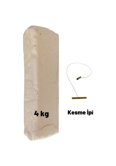 Seramik Hamuru Başlangıç Seti, 4000 Gr Beyaz Kil Seramik Hamuru, Seramik Çamur Kesme Ipi Teli,