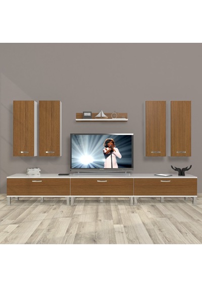 Decoraktiv Eko 8d Slm Krom Ayaklı Tv Ünitesi Tv Sehpası - Beyaz Ceviz Beyaz - Ceviz Decoraktiv Eko 8d Slm Krom Ayaklı Tv Ünitesi Tv Sehpası - Beyaz Ceviz Beyaz - Ceviz