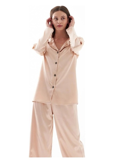 İkikareshop Kadın Bej Oversize Saten Pijama Takımı - Rahat Kesim Şık Ev Giyim Seti Çok Renkli İkikareshop Kadın Bej Oversize Saten Pijama Takımı - Rahat Kesim Şık Ev Giyim Seti Çok Renkli