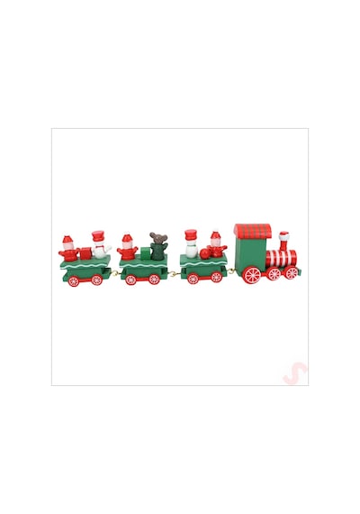 Yılbaşı Dekorasyonu, Ahşap Tren Seti - 22 Cm