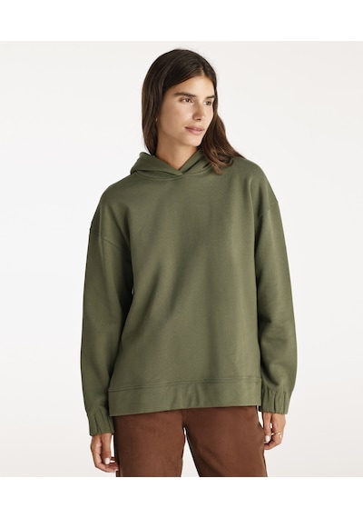 Yargıcı Yırtmaç Ve Kol Ucu Lastik Detaylı Kapşonlu Sweatshirt Haki
