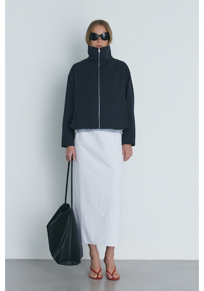 Suud Collection Lacivert Nora Fermuarlı Gabardin Ceket
