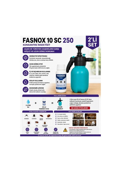 Fasnox 10 Sc 250ml +2litre Basınçlı El Pompası 2'li Set - Haşere İlacı Seti
