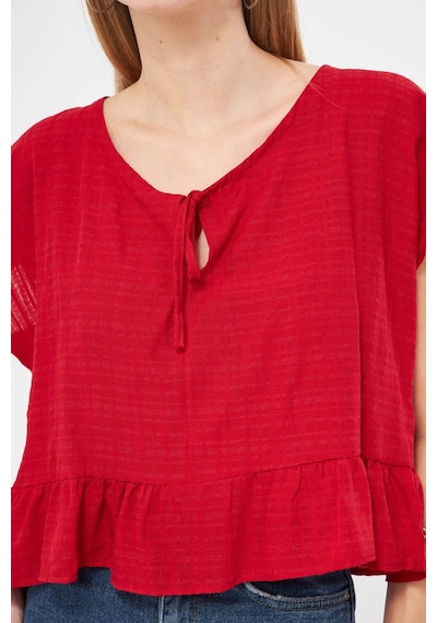 Armonika Kadın Kırmızı Yarasa Kol Yakası Bağlamalı Eteği Fırfırlı Oversize Crop Bluz Arm-24y001088 Armonika Kadın Kırmızı Yarasa Kol Yakası Bağlamalı Eteği Fırfırlı Oversize Crop Bluz Arm-24y001088